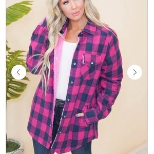 Bluivy - Buffalo Plaid Sherpa-Lined Jacket
Pink